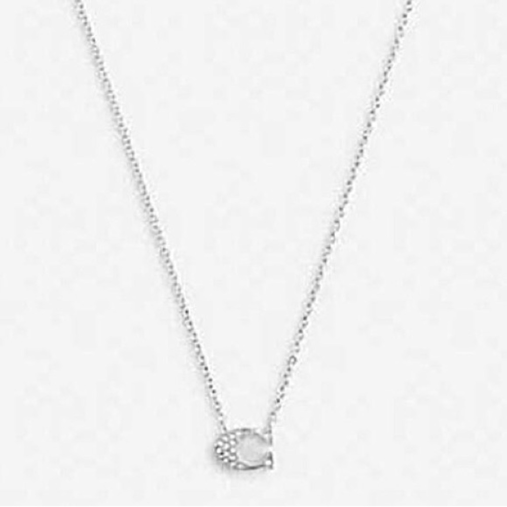 COACH Pavé Signature Necklace in Silver